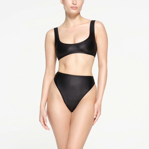 SKIMS Other - 🖤SKIMS SHINE SWIM MID WAIST BIKINI BOTTOM IN ONYX XS